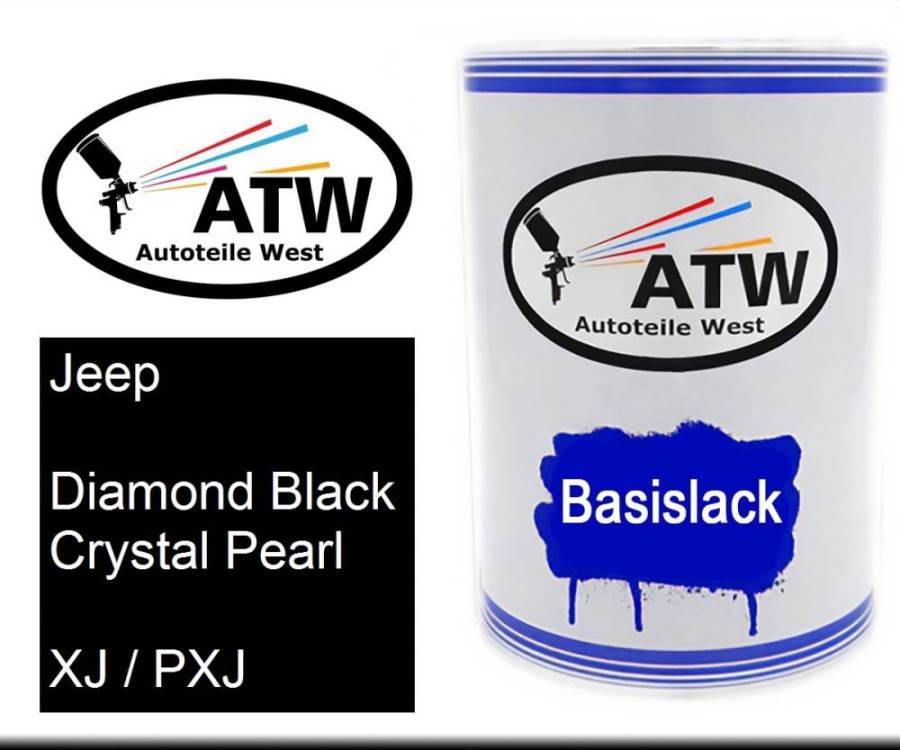 Jeep, Diamond Black Crystal Pearl, XJ / PXJ: 500ml Lackdose, von ATW Autoteile West.